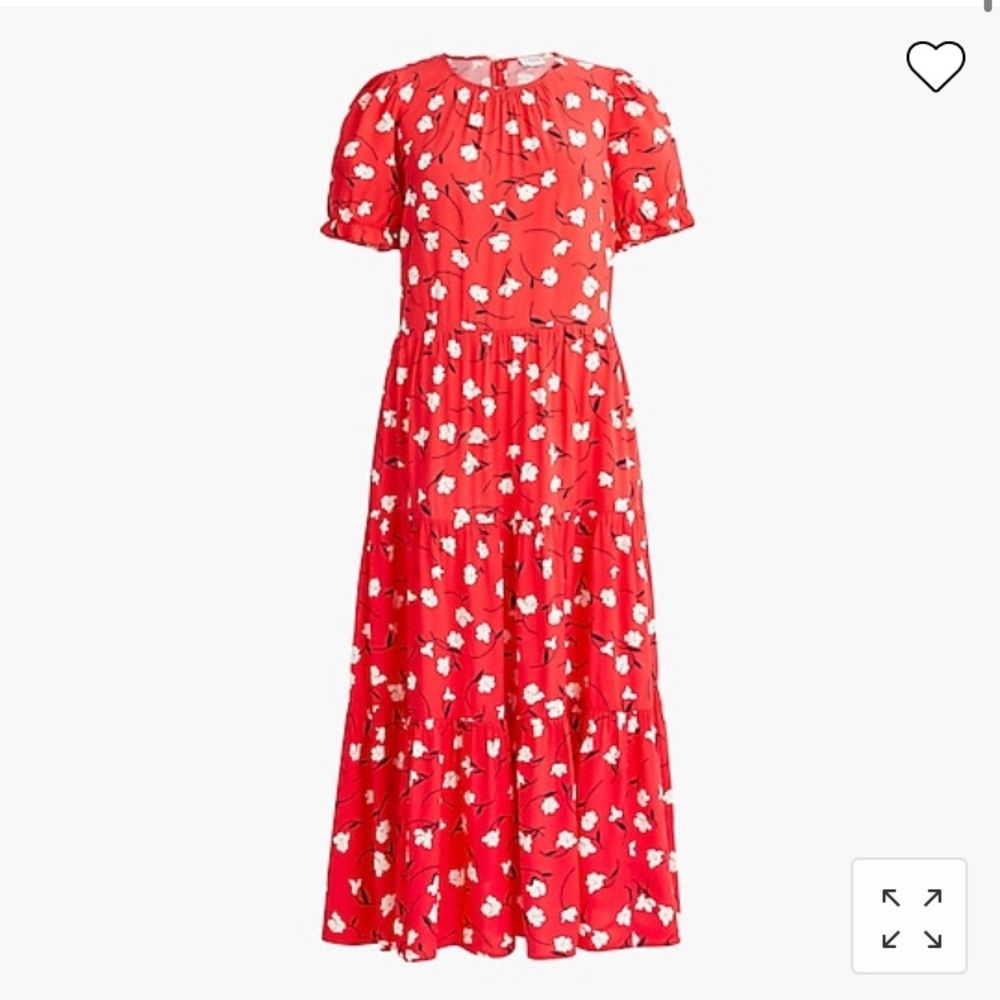 J. Crew Factory floral puff sleeved tiered midi dress NWT